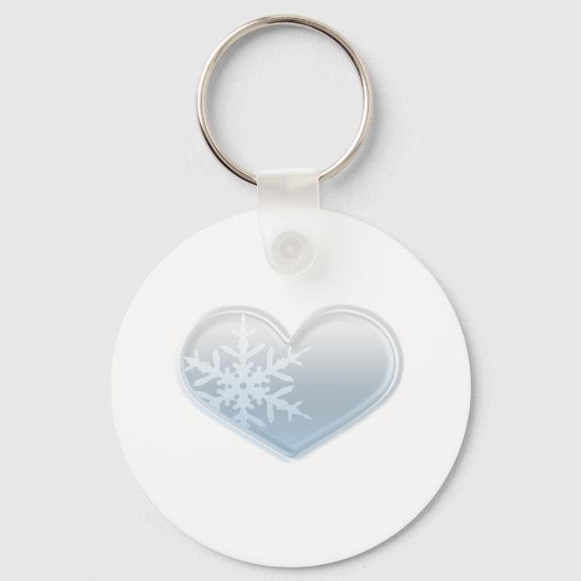 blue snowflake heart keychain (Front)