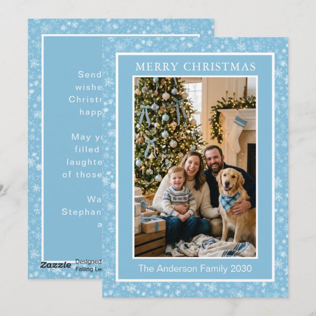 Blue Snowflake Holiday Greeting Custom Name Notes (Front/Back)