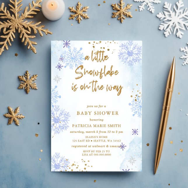 Blue Snowflake is on the way Winter Baby Shower Invitation (Blue Snowflake is on the way Winter Baby Shower Invitation)