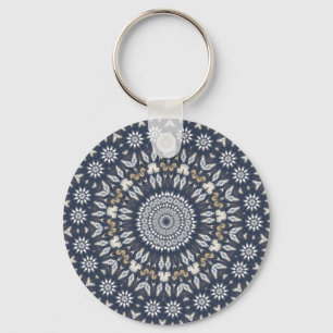 Blue Snowflake Kaleidoscope Keychain