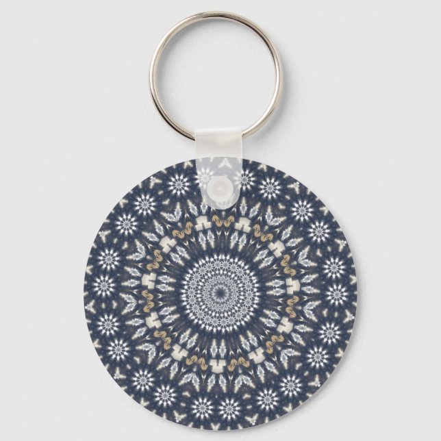 Blue Snowflake Kaleidoscope Keychain (Front)