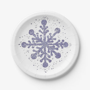 Blue Snowflake "Let it Snow" Plate