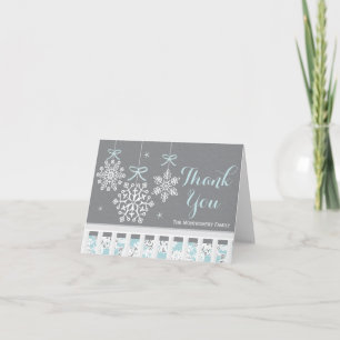 Blue Snowflake Mobile Baby Shower Thank You Card