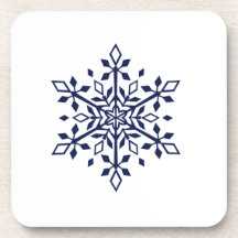 Blue snowflake on hard plastic coaster