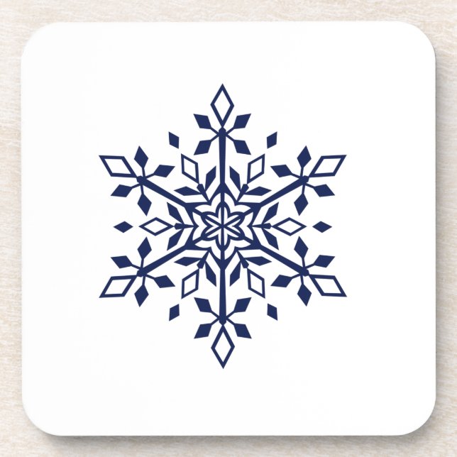 Blue snowflake on hard plastic coaster (Front)
