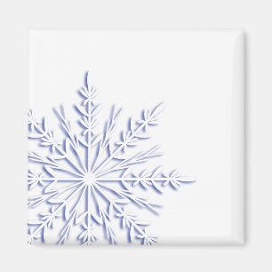 Blue Snowflake on White Magnet
