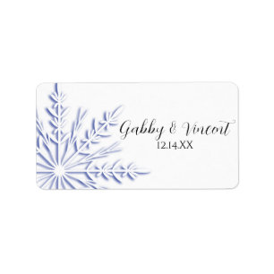 Blue Snowflake on White Winter Wedding Favor Tag