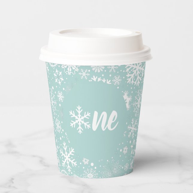 Blue Snowflake ONE Paper Cup (Front)