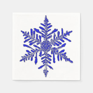 Blue Snowflake Paper Cocktail Napkin