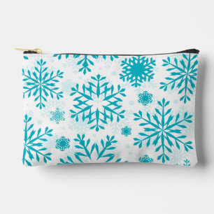 Blue Snowflake Pattern Accessory Pouch