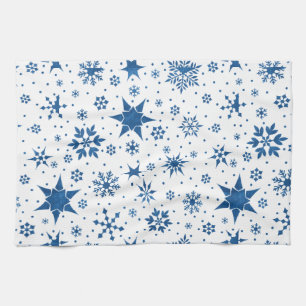 Blue Snowflake Pattern Kitchen Towel