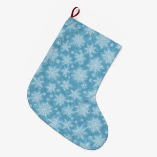 Blue Snowflake Pattern Large Christmas Stocking