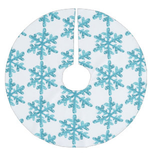 Blue Snowflake Pattern Modern Christmas Brushed Polyester Tree Skirt
