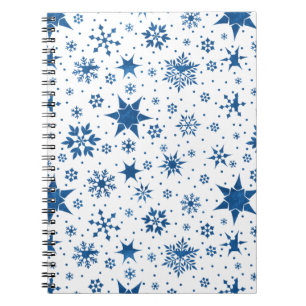 Blue Snowflake Pattern Notebook