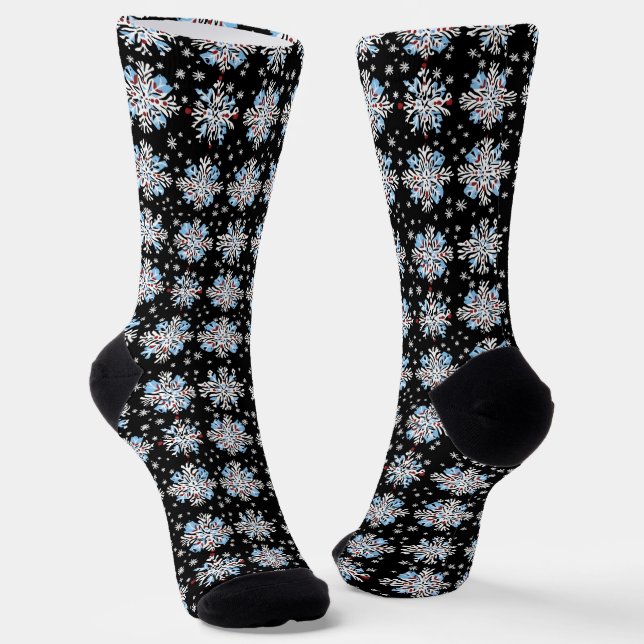 Blue Snowflake Pattern Socks (Angled)
