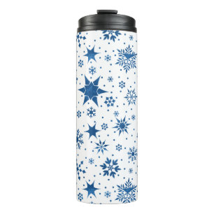 Blue Snowflake Pattern Thermal Tumbler