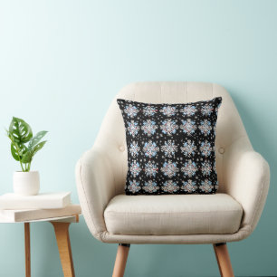 Blue Snowflake Pattern Throw Pillow