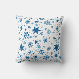 Blue Snowflake Pattern Throw Pillow