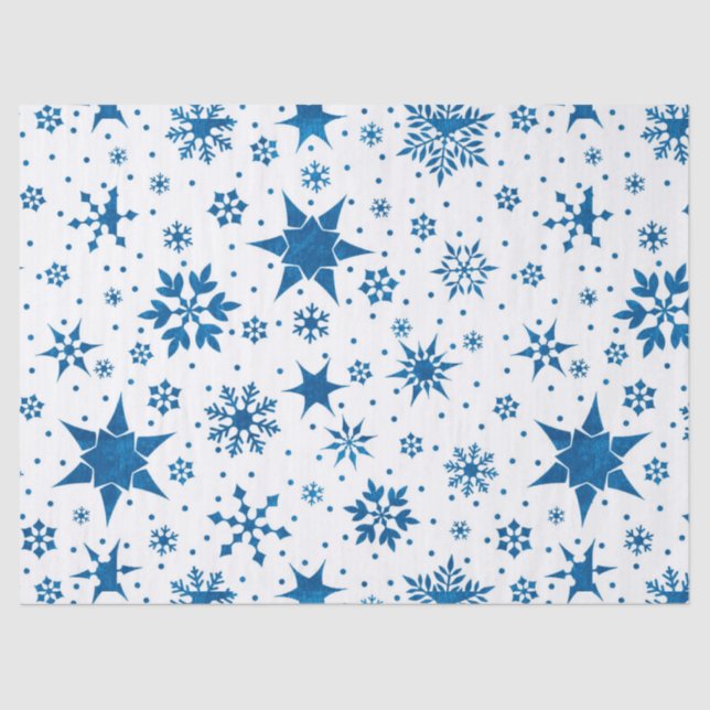 Blue Snowflake Pattern Tissue Paper (Front)