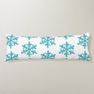 Blue Snowflake Pattern Winter Christmas Modern Body Pillow