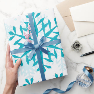Blue Snowflake Pattern Wrapping Paper
