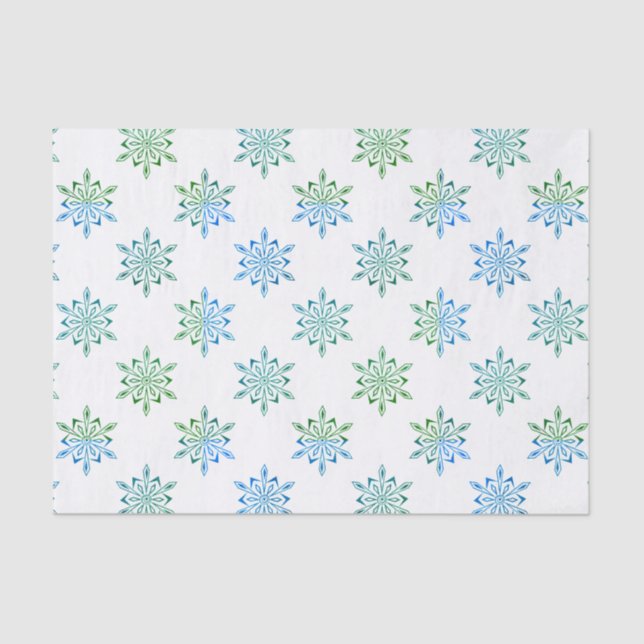 Blue Snowflake Patterned Tissue Paper (Front)