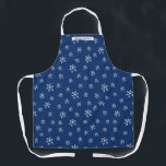 Blue Snowflake Personalized Apron<br><div class="desc">Winter snowflake pattern on dark blue background is perfect for holiday cooking and baking. 
Personalize it for your favourite chef and baker.</div>