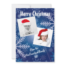 Blue snowflake photo template Xmas holiday