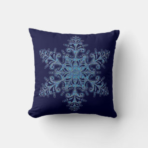 Blue Snowflake Reversible Pillow