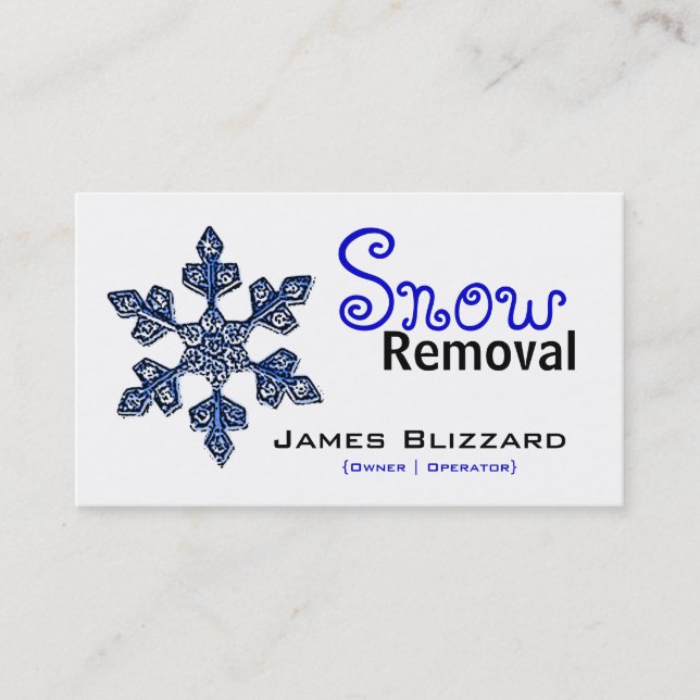 Blue Snowflake Snow Removal Service Business Cards (Front)