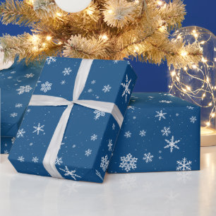 Blue Snowflake Snow Winter Christmas Holidays Wrapping Paper