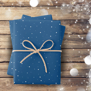 Blue Snowflake Snow Winter Christmas Holidays  Wrapping Paper Sheet