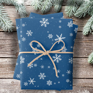 Blue Snowflake Snow Winter Christmas Holidays Wrapping Paper Sheet