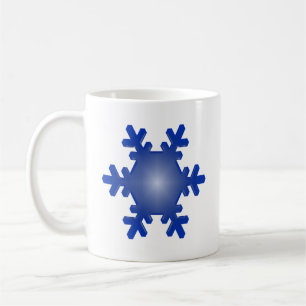 Blue Snowflake Starburst on White Coffee Mug