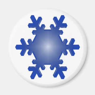 Blue Snowflake Starburst on White Magnet