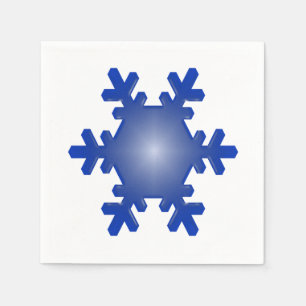 Blue Snowflake Starburst on White Napkin