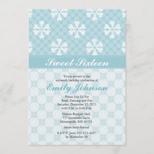 Blue Snowflake Sweet Sixteen Invitations