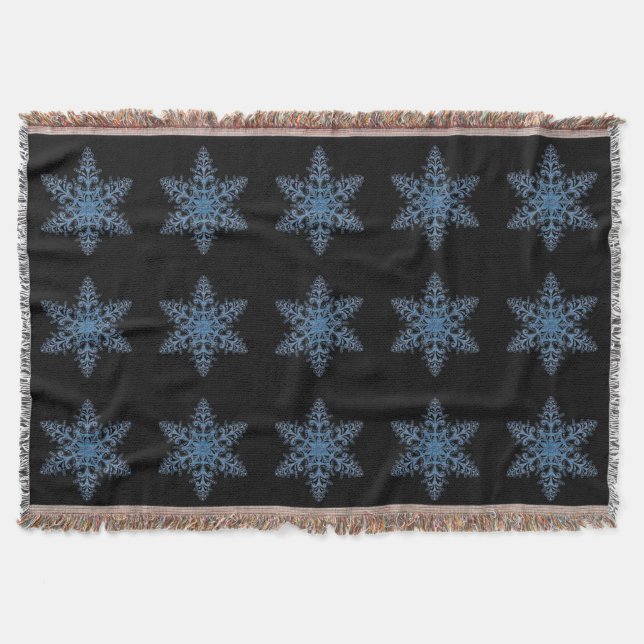 Blue Snowflake Throw Blanket (Front)