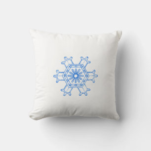 Blue Snowflake Throw Pillow