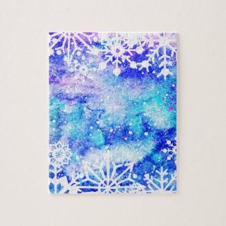 Blue Snowflake Watercolor Jigsaw Puzzle