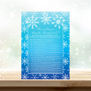 Blue Snowflake Who Knows Mommy Best Shower Game Invitation