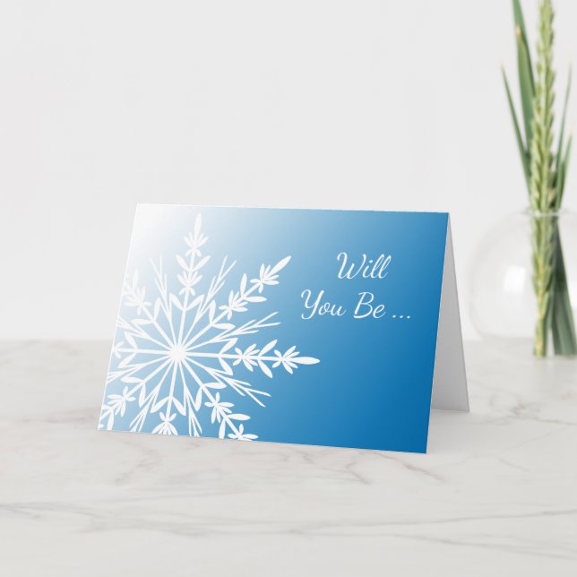 Blue Snowflake Will You Be My Bridesmaid Invitation (Front)