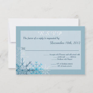 Blue Snowflake Winter 3.5x5 R.S.V.P. Reply Card