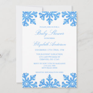 Blue Snowflake Winter Baby Shower Invitation
