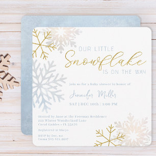 Blue Snowflake Winter Baby Shower Invitation