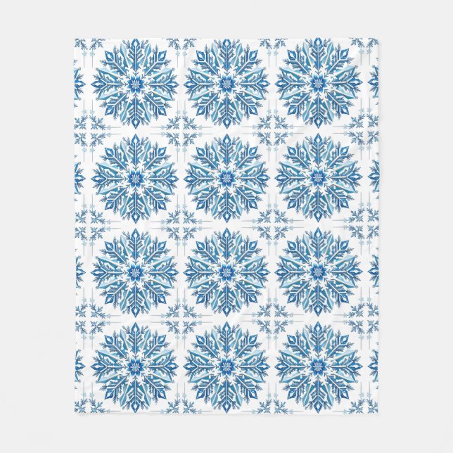 ❄️ Blue Snowflake Winter Cozy Home Decor Blanket  (Front)