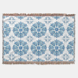 💙 Blue Snowflake Winter Decor Cozy Gift ❄️ Throw Blanket