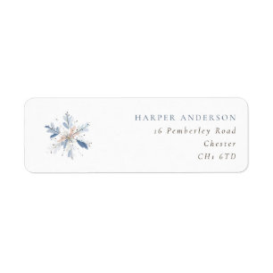 Blue Snowflake Winter Wedding Return Address