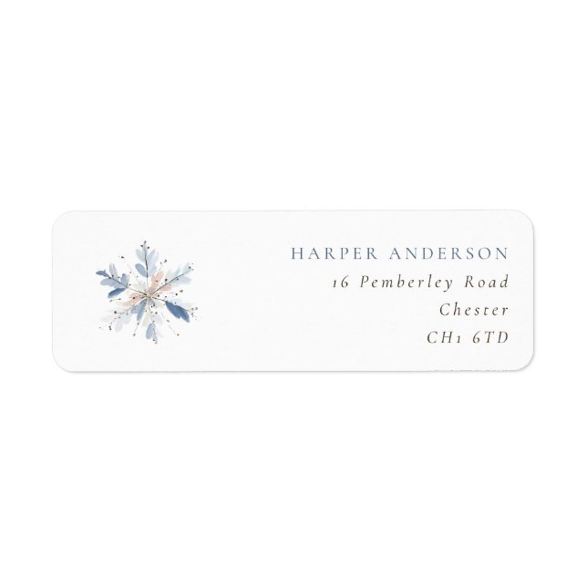 Blue Snowflake Winter Wedding Return Address (Devant)