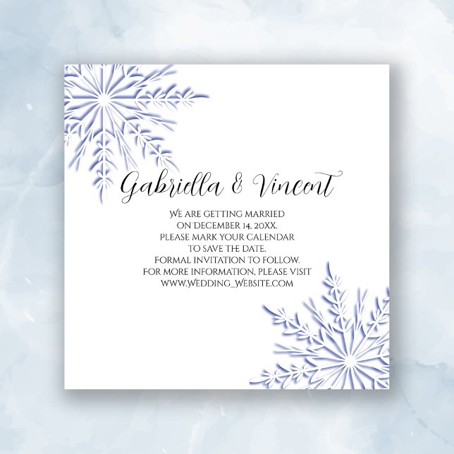 Blue Snowflake Winter Wedding Save the Date (Creator Uploaded)
